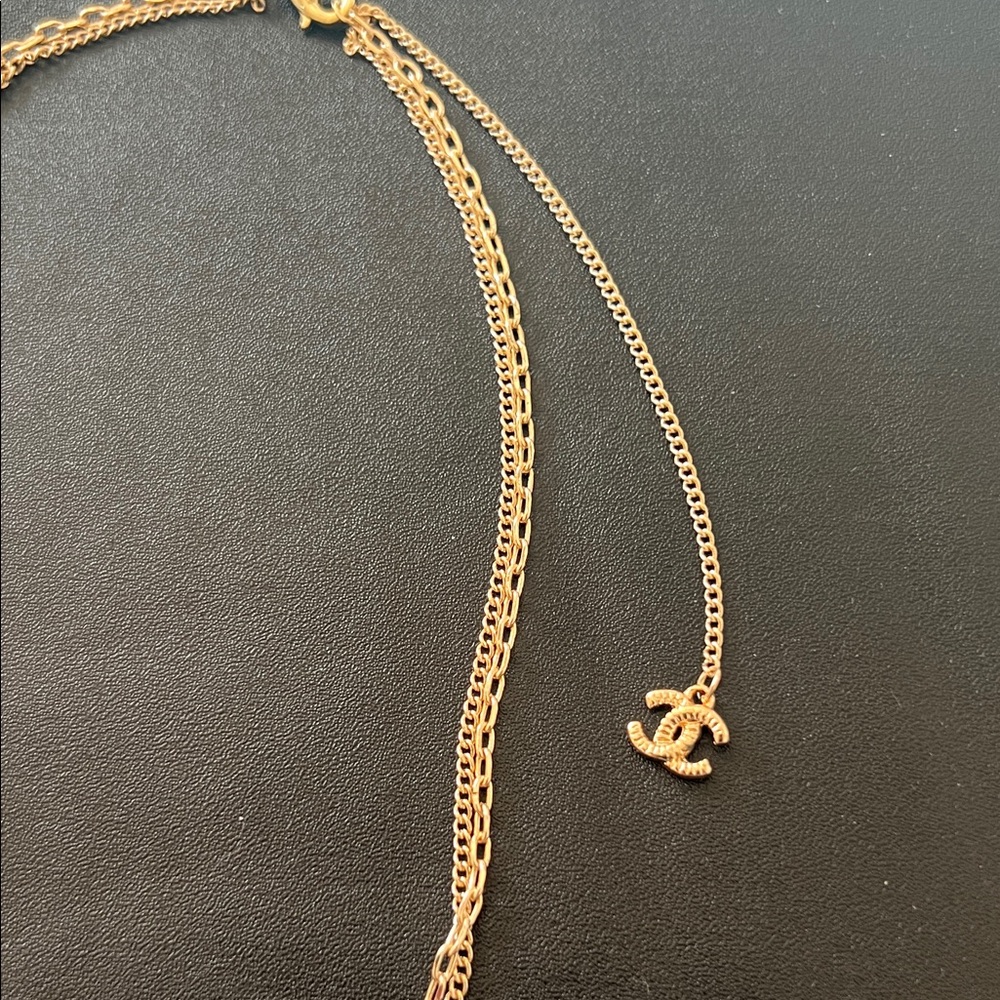 Monogrammed Gold or Silver Double Chain Rhinestone Necklace - Picture 5 of 6